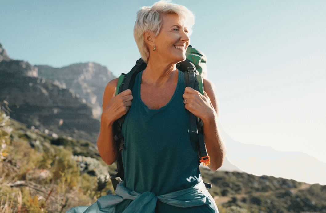 older woman hiking