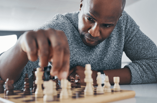 a man playing chess