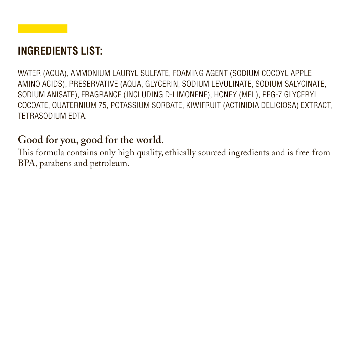 The ingredients list for Kanapa™ Foaming Facial Cleanser